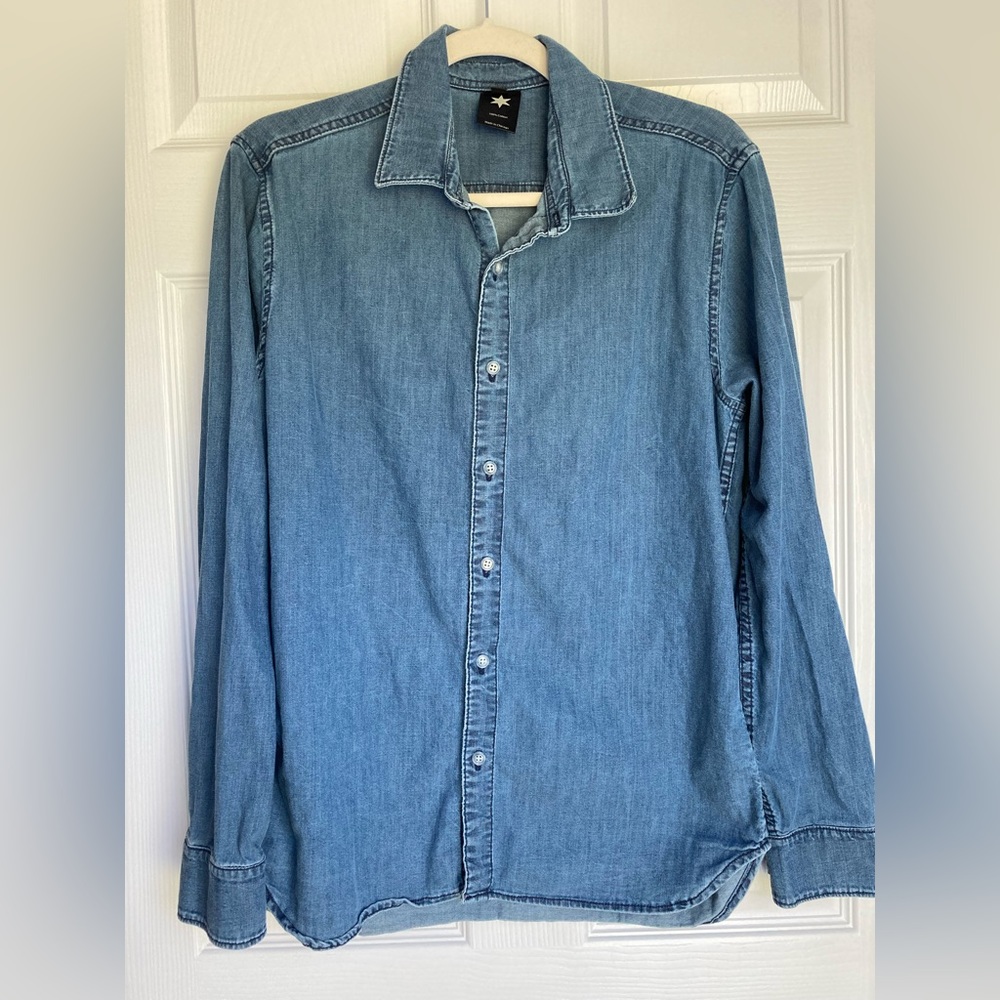 Dearborn Denim Made in Chicago USA Chambray Button Shirt Medium Size 40 EUC